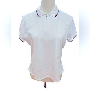 Marcia White Short Sleeve 1/4 Zip-Up Polo Shirt Women’s Large (no tag)